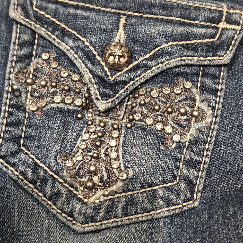 Miss Me Blue Jeans with Silver Embellishments